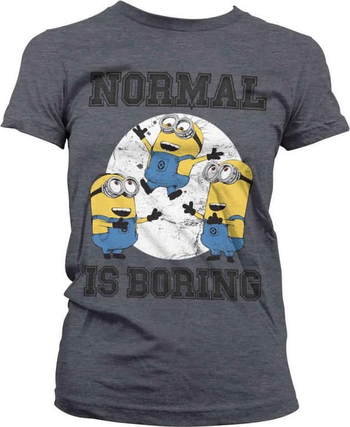 Minions Dames Tshirt -S- Normal Life Is Boring Grijs