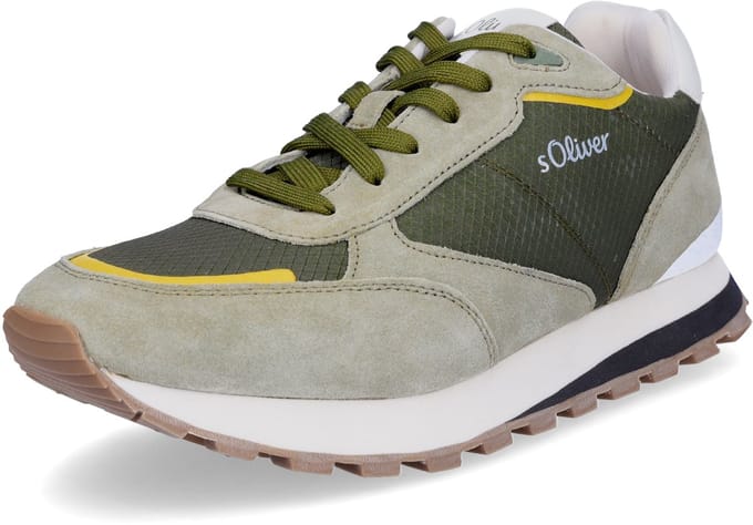 s.Oliver heren leren sneaker kaki groen