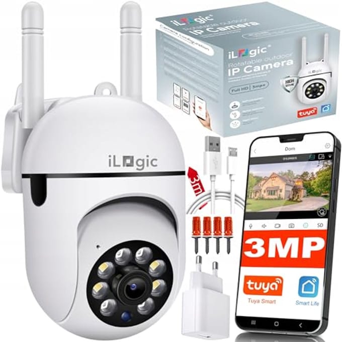WLAN IP-camera 3MPx met Full HD, 8X zoom, bewegingsdetectie en IR nachtzicht