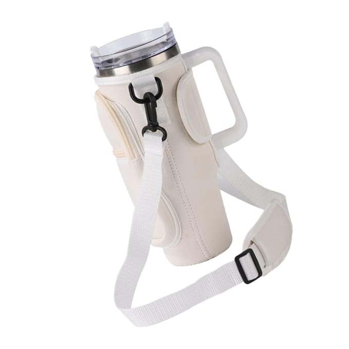 Waterfles Tas Antislip Draagbaar Dubbellaags Waterfleshouder met Handvat Geschikt voor Stanley white