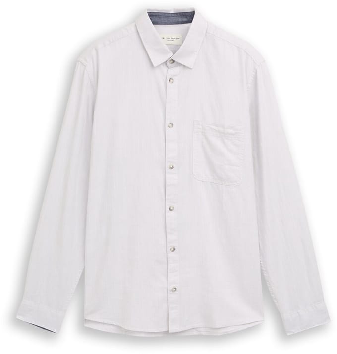 Tom Tailor - Regular fit overhemd met borstzak - Maat XL - chalk grey white structure
