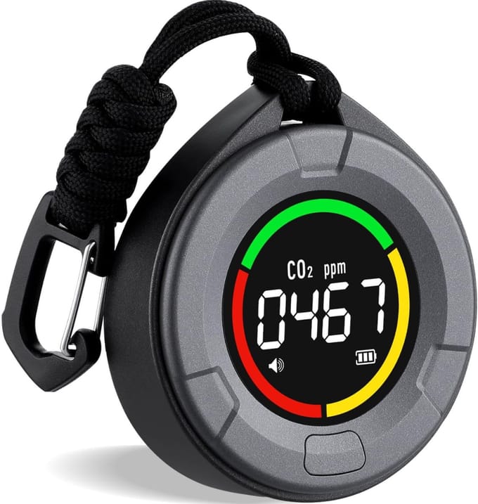 White-Label® Fijnstofmeter - Luchtkwaliteitsmeter Voor Binnen - Co2 Meter - Zwart