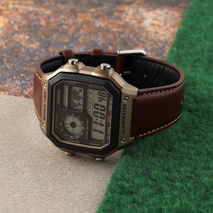 Casio Timeless AE-1200WHL-5AVEF World Time - Utility Color Horloge