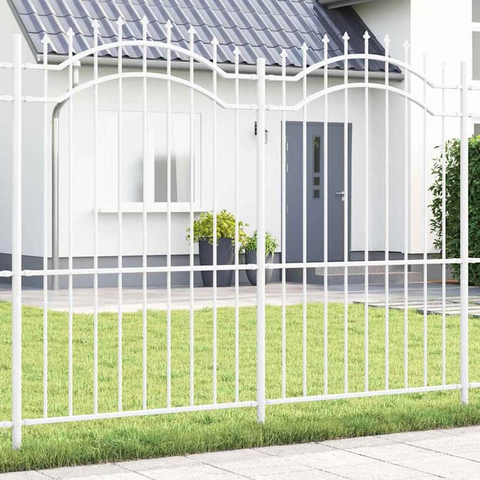 vidaXL - Tuinhek - WOERDEN - 240 - x - 215 - cm - Poedercoated - staal - Wit