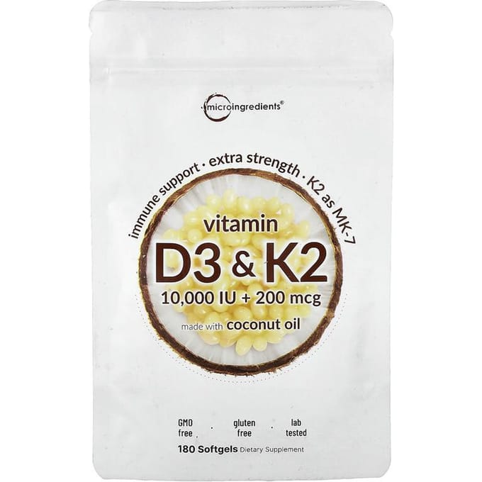 Vitamine D3 & K2, 180 Gélules Molles