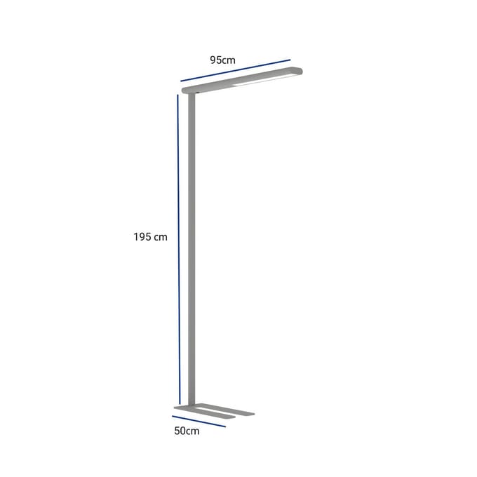 MAULjet LED-vloerlamp, direct/indirect licht, vermogen 51 W, 2617/3218 lm, alu wit RAL 9006