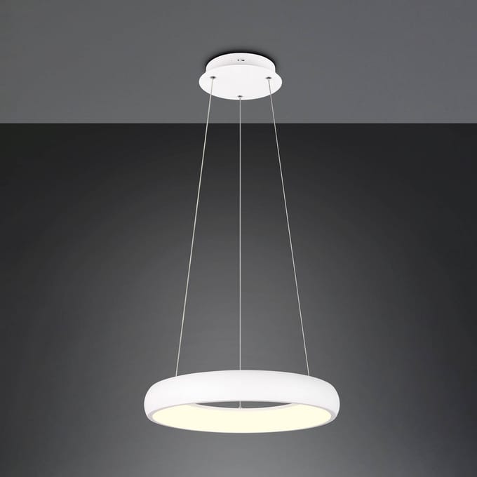 Trio Lighting Cardona hanglamp, Ø 46,5 cm, wit, CCT, metaal