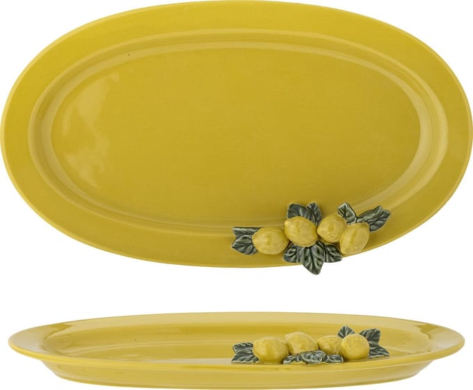 Bloomingville Serveerschaal aardewerk geel Limone 36cm