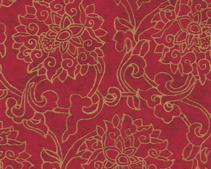 AS Création behang Bloemen goud metallic rood 374701
