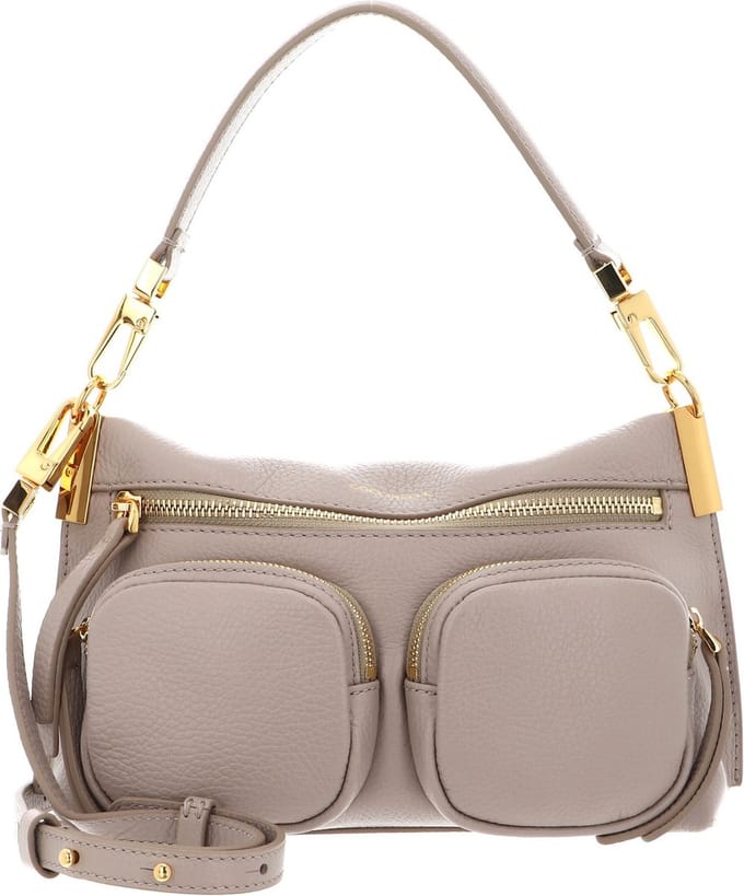 COCCINELLE Leren Handtas Schoudertas Hyle Handbag Grained Leather Powder Pink Beige