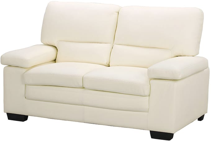 Vente-unique 3+2 zitsbank van ivoorkleurig buffelleer MIMAS II