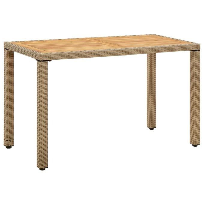 vidaXL - Tuintafel - 123x60x74 - cm - poly - rattan - en - massief - acaciahout - beige