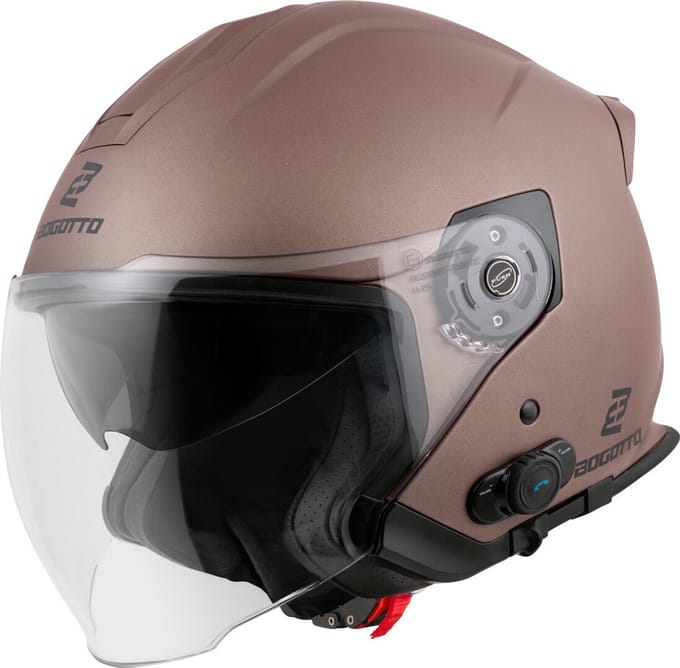 Bogotto H586 BT Solid Mat Bruin Bluetooth Jethelm - Helm