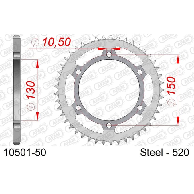 Stalen tandwiel Afam 520 50 dents