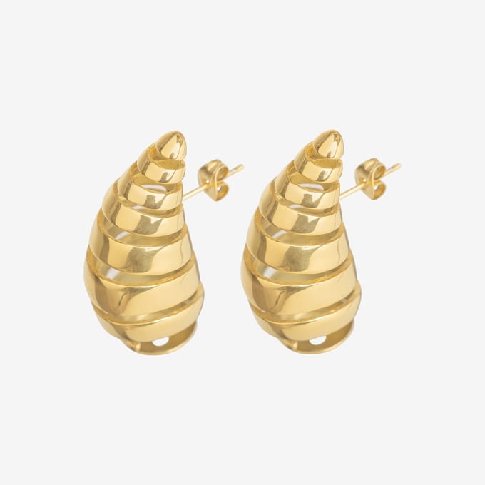 Essenza Twisted Large Teardrop Earrings Gold