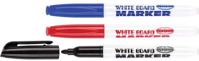 Centrum Whiteboard marker/stift - 3x stuks - multi - uitwisbaar - kantoor/ school artikelen - set - ronde top