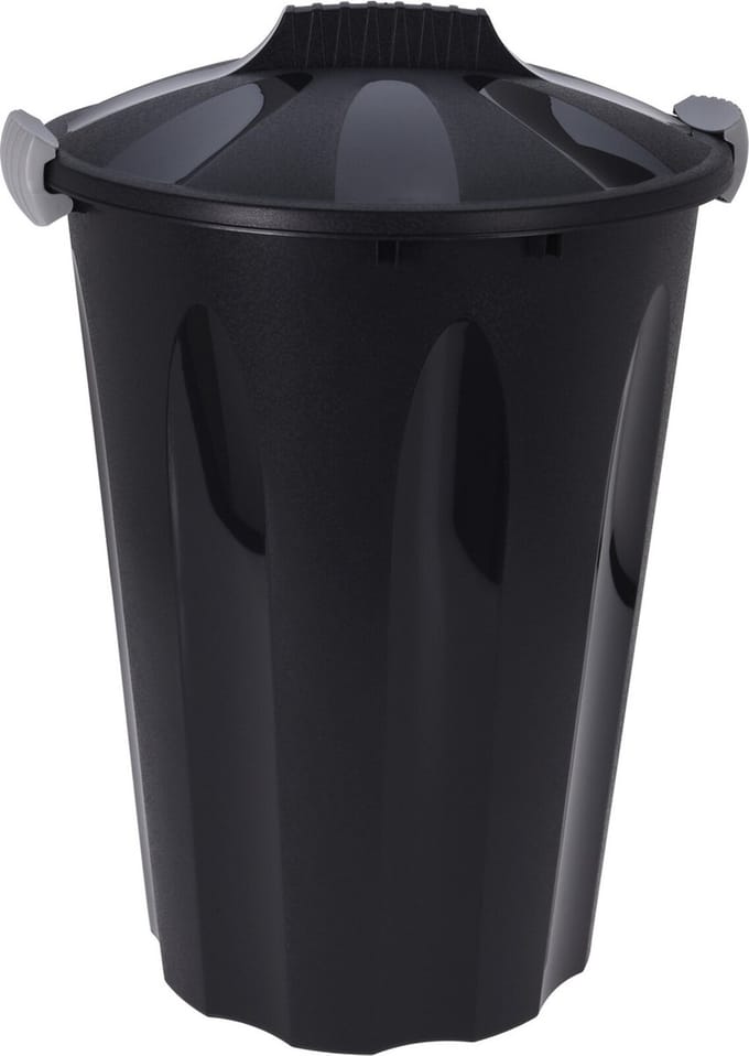 Storage Solutions wasmand met deksel - 40 liter - zwart - kunststof