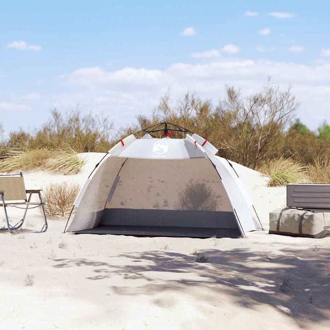 vidaXL - strandtent - 2-persoons - waterdicht - snelontgrendeling - grijs