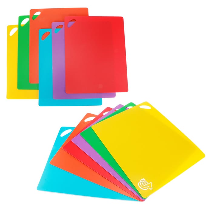 6-delige set Snijplank Hakplanken Flexibel Antislip Groente Vlees Gereedschap Matten Keukengadgets red