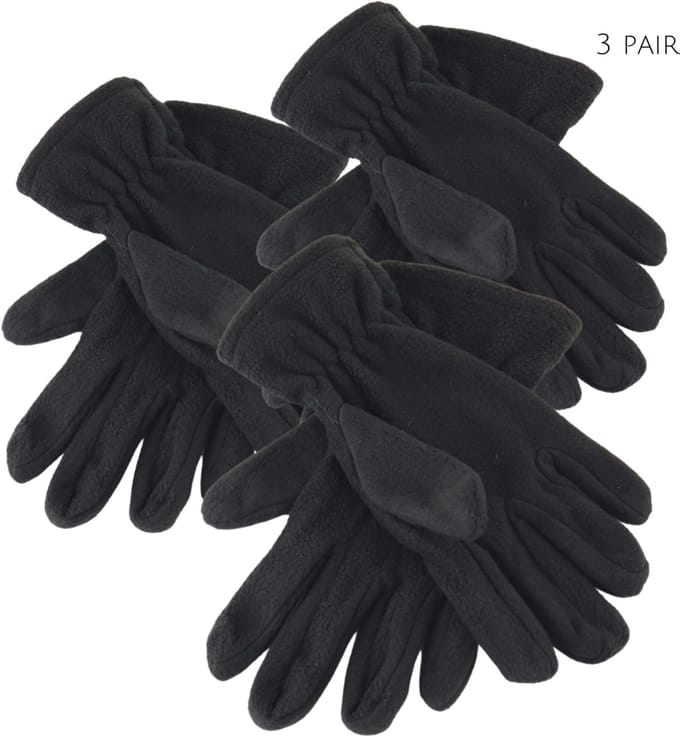 HIXA Fleece Handschoenen - Set van 3 - Winter - Zwart - Heren - Dames