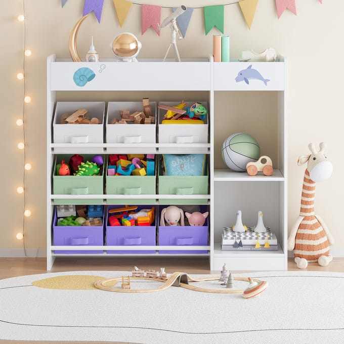 Kinderkast Farusa wit met Aqua Dream motief [en.casa]