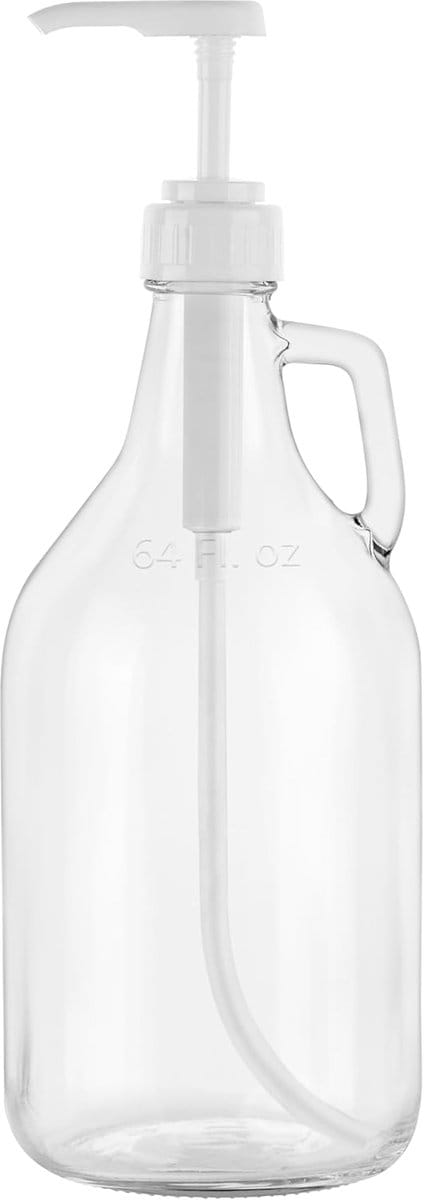 Famanu – Grote glazen dispenserfles 1,9 liter met pomp – Multifunctioneel