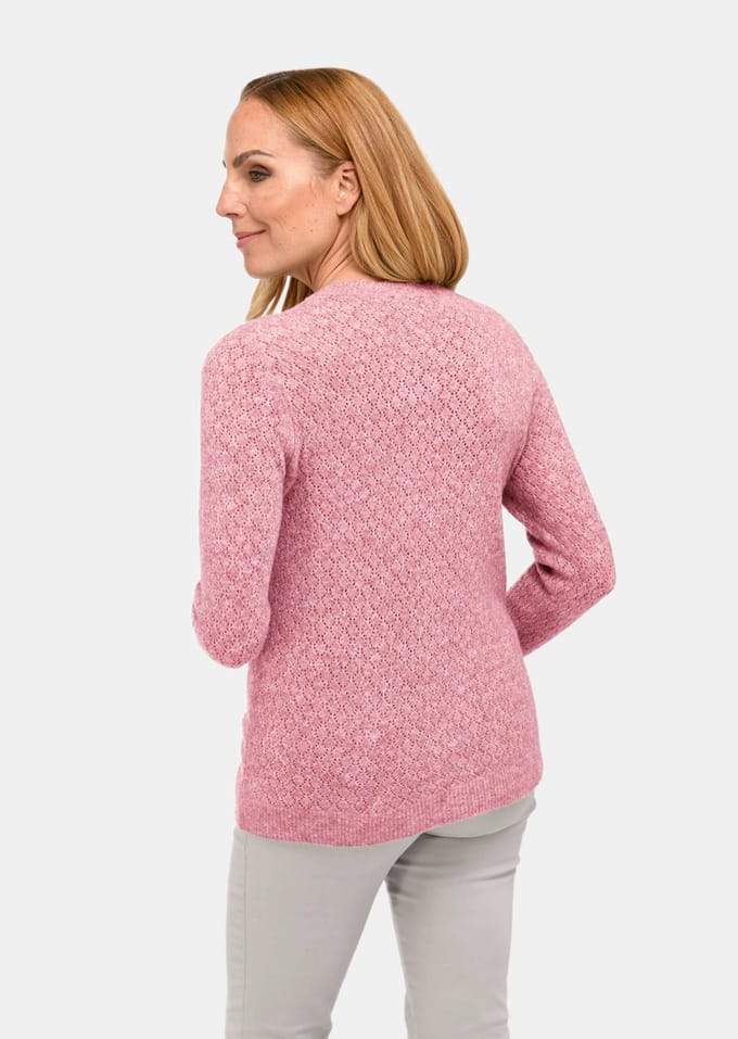 Elegante ajour pullover van eersteklas gemêleerd garen - rosé / gemêl. - Gr. 21 van Goldner Fashion