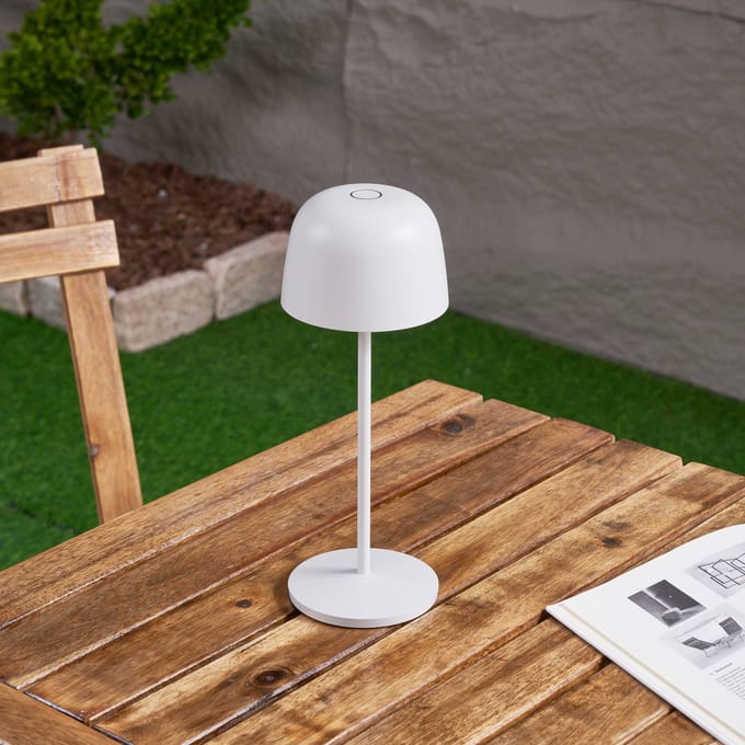 Lindby LED tafellamp op batterijen Arietty, wit, dimbaar, IP65