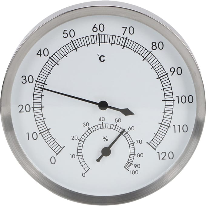 2-in-1 Roestvrijstalen Stoomruimte Saunaruimte Thermometer Hygrometer Thermo-Hygrometer Binnen white