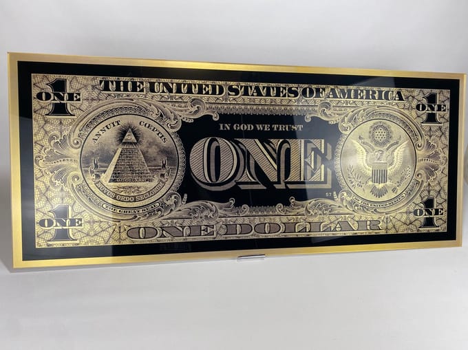 Dollar One schilderij op plexiglas 160x60cm