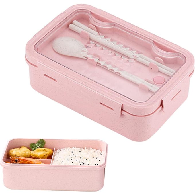 Lunchboxen Bento Boxen Lekvrije Lunchboxen voor Magnetron Bento Lunchboxen met 3 Vakken en Eetgerei L oranje