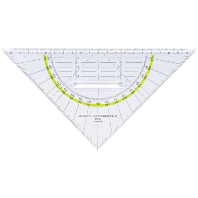 Geodriehoek aristo 1555/2 225mm met greep Transparant