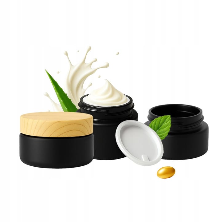 Bimberek - Glazen Pot - 20g - Zwart Mat - Houten Deksel