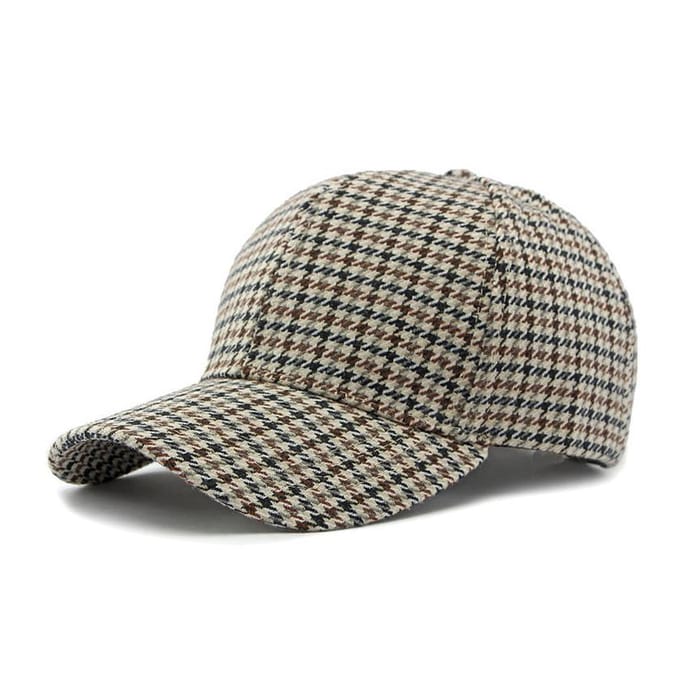 Casquette de Baseball à Carreaux - Chaude, Légère et Réglable pour les Activités Extérieures Automne/Hiver Adjustable beige