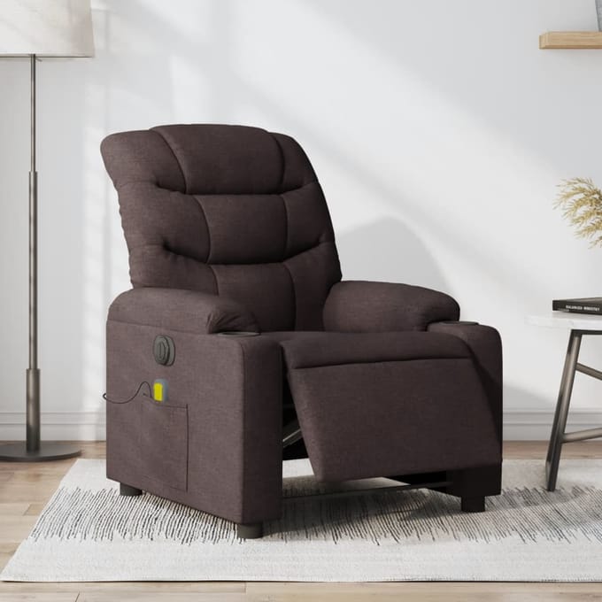 vidaXL - Massagestoel - elektrisch - verstelbaar - stof - donkerbruin