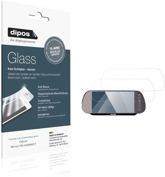 dipos – 2x Pantserfolie geschikt voor Falcon Mirror FN-HDMWC7 | 9H Screenprotector