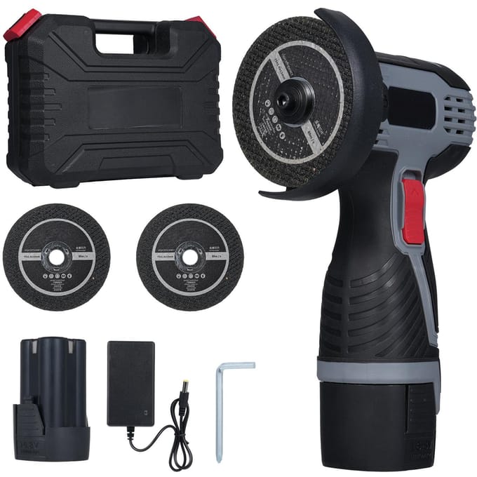 Borstelloze Haakse Slijper 17000RPM Accu Haakse Slijper Elektrisch Slijpgereedschap Mini Haakse Slijper Basic Package & 1 Battery-EU plug zwart