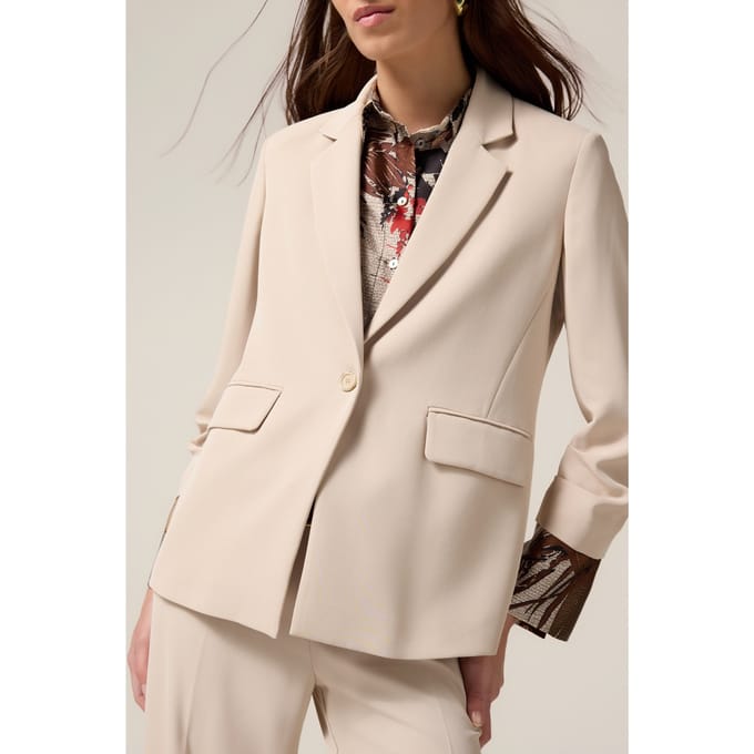 Oltre Single-breasted Blazer In Fluid Fabric Beige Maat: 40 | Blazers Outlet | Dames | Beige