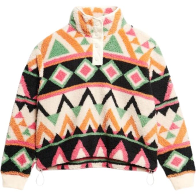 Superdry Trui Super Soft Printed Half W2012348a Cream Terry Print Dames Maat - S