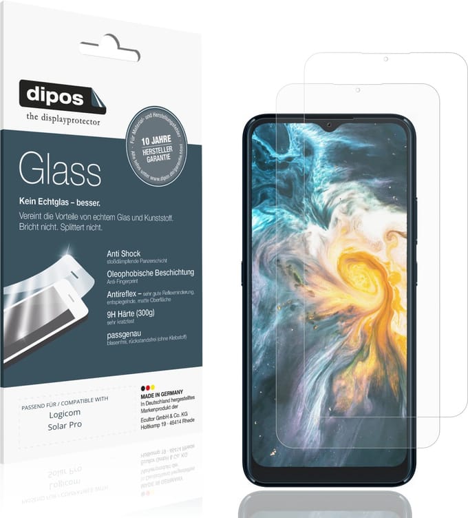 dipos – 2x Matte Pantserfolie geschikt voor Logicom Solar Pro | 9H Screenprotector