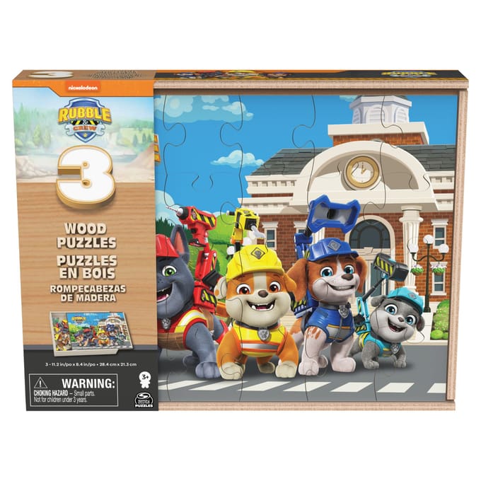 Spinmaster Master Puzzel PAW Patrol Hout 3- Pack Rubble & Crew Houten speelgoed