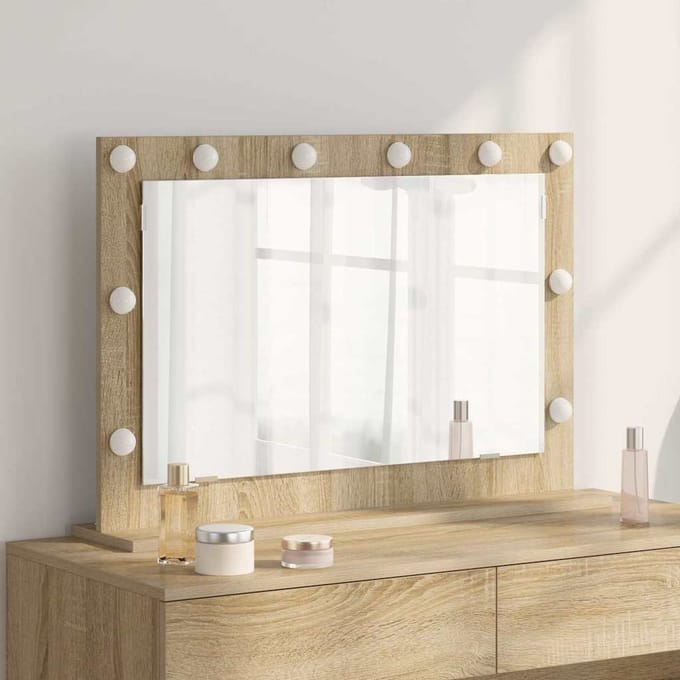 vidaXL - Make-up - Spiegel - Sonoma - Eik - 80 - x - 55 - x - 18 - cm - Rechthoekig