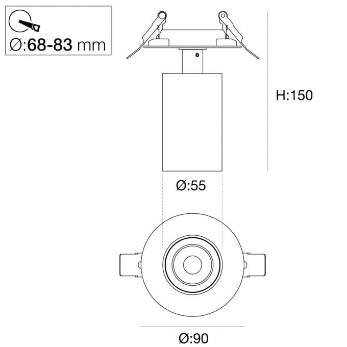 The Light Group SLC LED inbouwspot Art, 1-lamp, zwart, 2.700 K, aluminium