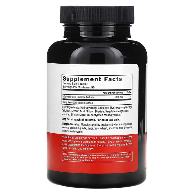 Force Factor, l-carnitine, 1.000 mg, 90 tabletten
