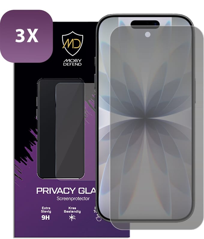 3-Pack MobyDefend Screenprotectors - Geschikt voor iPhone 17 - Matte Privacy Glass Screensavers