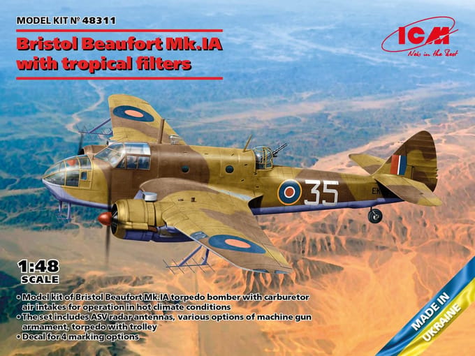 ICM Modelbouwpakket Militaire voertuigen - 48311 Bristol Beaufort Mk.IA Plastic - 1:48 - Modelbouw