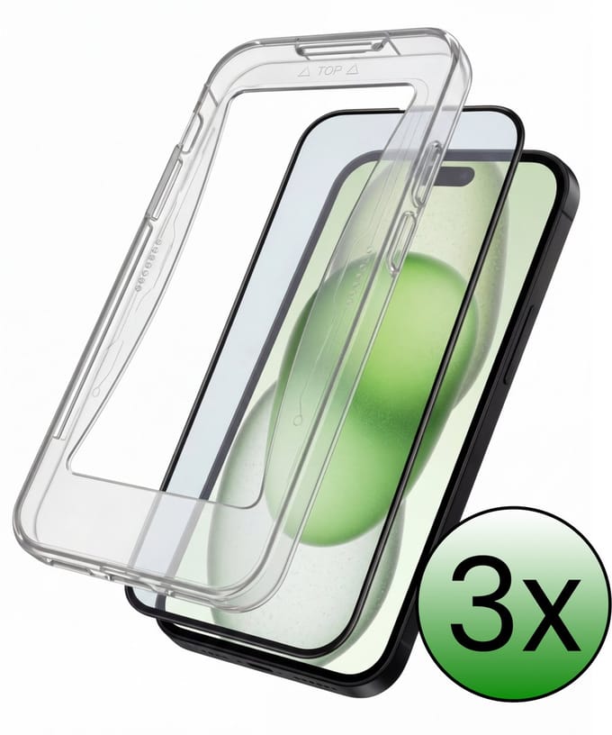 Screenprotector - 3 Stuks Geschikt voor Apple iPhone 15 Plus - Met Installatie Kit - Beschermglas - Gehard Glas - Tempered Glass - Screen Protector