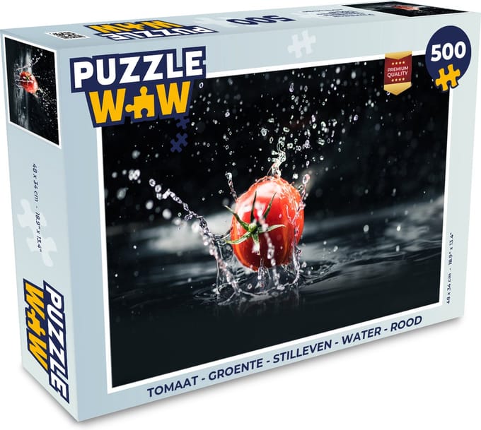 Puzzel Tomaat - Groente - Stilleven - Water - Rood - Legpuzzel - Puzzel 500 stukjes