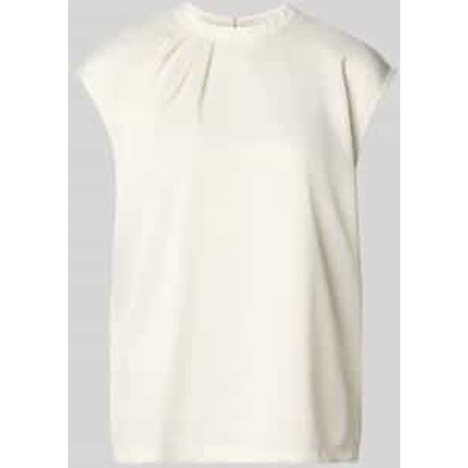 T-shirt met kapmouwen van materiaalmix