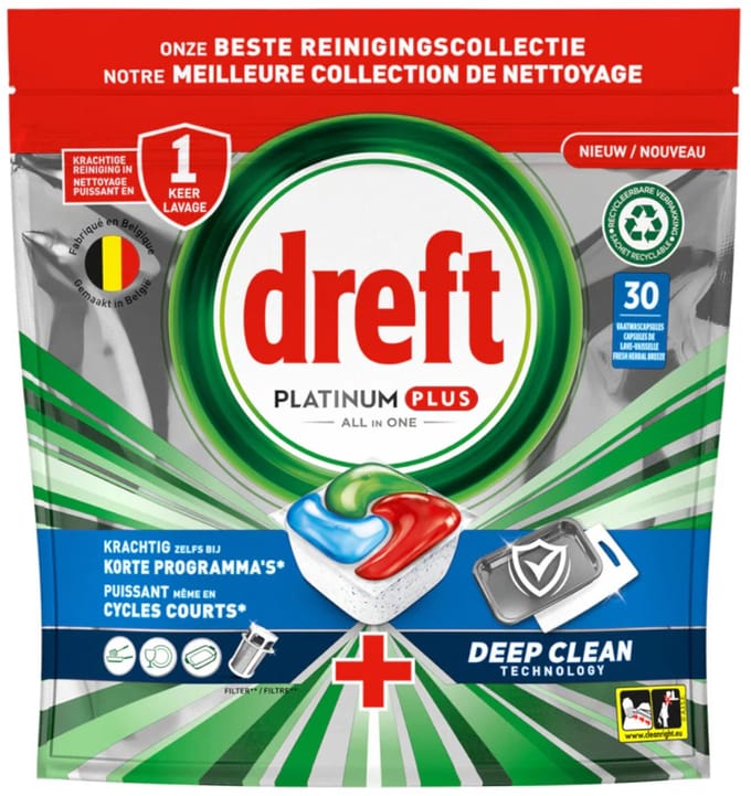 Dreft Platinum plus Allin1 - 30tabs465g - original deep clean vaatwasmiddel